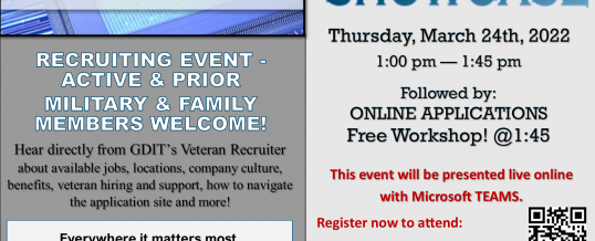 TVC (West TX) *** The General Dynamics Virtual Employer Showcase Event! ***