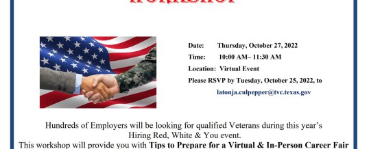 Mesquite, Texas: Hiring Red White & You Virtual Employment Workshop Prep.
