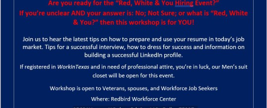 Dallas, Texas: Preparation Workshop for the Hiring Red White & You Career Fair
