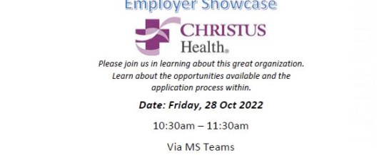 Employer Showcase (Virtual) Christus Health