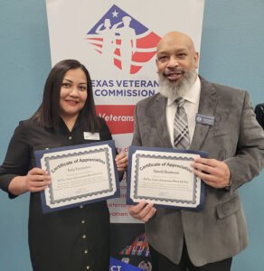 photo of Irma and Darrell with certificates of appreciation from La Tuna